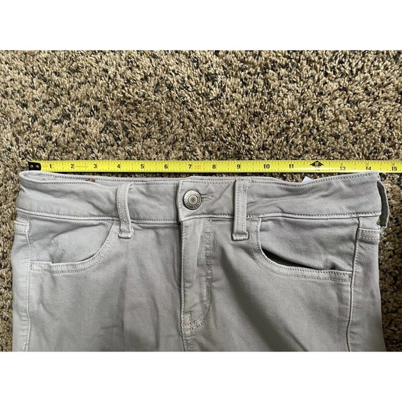 AMERICAN EAGLE Super Stretch X GRAY Denim Ripped Distressed Jegging Size 4 - Picture 5 of 11